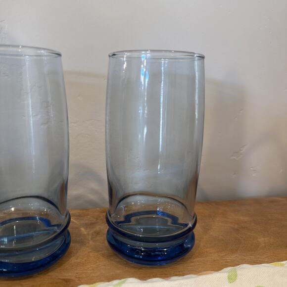 Vintage Libbey Set Of 2 Misty Blue Aqua Clear‎ Tall 6" Glasses Highball Tumbler - Picture 3 of 6